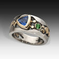 Huitan Fashion Jewelry Unisex Rings for Men Women Party Gift Blue Green Stone Zircon Ring Hot Sell Vintage Rings