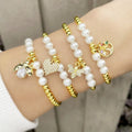 SC 2022 New Bee Peach Heart Pearl Bracelet Personal Design Ladybug Beaded Bracelet Elastic Life Tree Charm Bracelet for Women