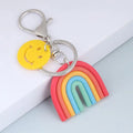 Smile Face Kawaii Key Chains Rainbow Key Ring Women Handbag Car Hanging Jewelry Gifts Lovely Handmade Rainbow Keychain