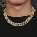 High Quality 15mm 18K Gold Brass Hip Hop Men Women Jewelry Necklace Micro Iced Out Baguette CZ Diamond Cuban Link Chain