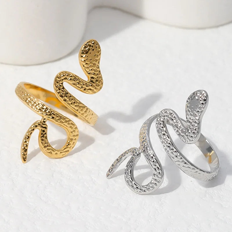 Tarnish Free Stainless Steel Animal Snake Adjustable Rings for Men & Women