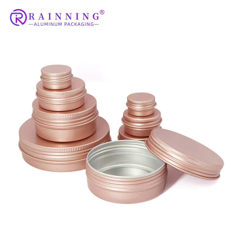 5ml 10ml 20ml 30ml 50ml 60ml 80ml 100ml 250ml Matte Rose Gold Aluminum Tin Cream Lip Balm Aluminium Tin Jar