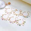 Summer Season Trending Bracelets Gold Plated Enamel Conch Starfish Shell Charm Beach Bracelet for Women Vacation Gift