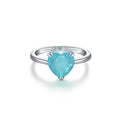 Fashion personalised simple silver 925 ring woman sapphire gemstone cz heart ring