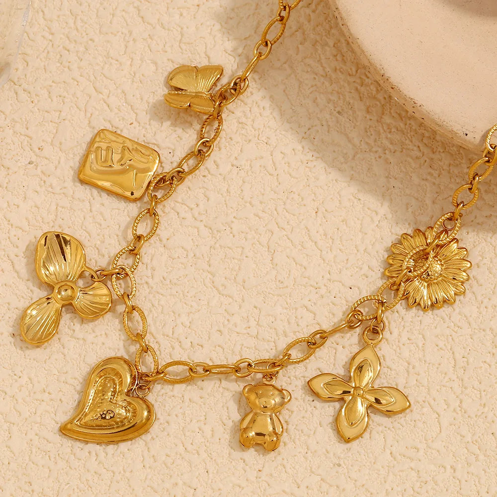 Hand Made Charm Necklace Fashion Jewelry 18k Gold Plated Waterproof Necklace Anti Tarnish Jewelry Stainless Steel