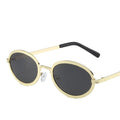 Women's Embossed Oval Frame Gold Metal Sunglasses with UV400 Protection Street Eyewear Shades