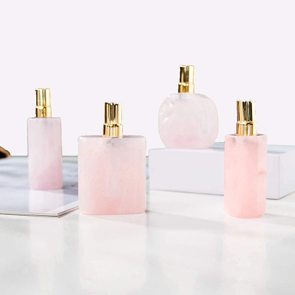 Natural Gemstone Prism Oil Bottle clear Rose Quartz Crystal Perfume Refill Bottle