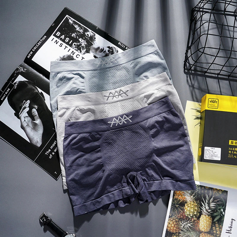 Wholesale Hot Sale 5D Magnetic Therapy Underwear Seamless Breathable Elastic Men's Boxer Briefs 3 Pieces Boxed