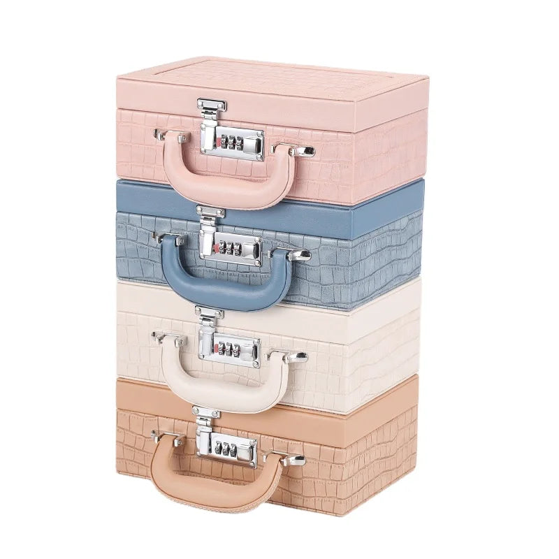 Double Layer Jewelry Velvet Wedding Ring Box for Engagement Storage Box Pu Portable Jewelry Box