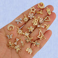 CZ8518 Popular Dainty Mini Small 14k Gold CZ Butterfly Star Turtle Flower Charm Tiny Little Cubic Zirconia Moon Heart DIY Charms