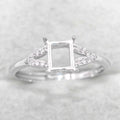Sterling Silver 5*6mm Semi Mount Ring Square Shape Empty Frame Blank Claws Setting S925 Base Without Center Stone for Inlay DIY