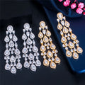 Fashion Luxury Long Tassel Banquet Elegant Zircon Bridal Earrings for Women Jewelry