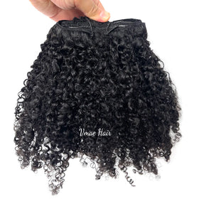 VMAE Wholesale 100g Raw Remy Clip-In Hair Extensions Afro Kinky Curly Waves 3B Style Human Hair