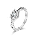 Fine Jewelry Women's Heart-shaped Finger Rings Hollowed Cubic Zircon Inlay Stainless Steel Wedding Bands Jewelry Gift