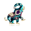 Ethnic Blue Enamel Animal Elephant Brooch Lapel Pin Women's Rhinestone Elephant Brooch Jewelry