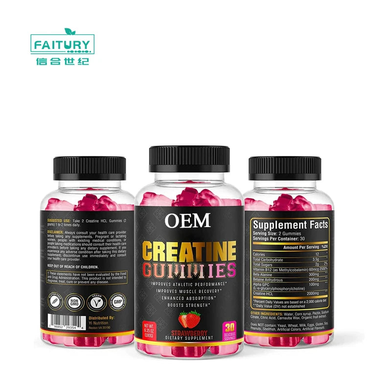 Faitury Private Label Create Creatin Gummies Creatine Monohydrate Gummies for Men & Women