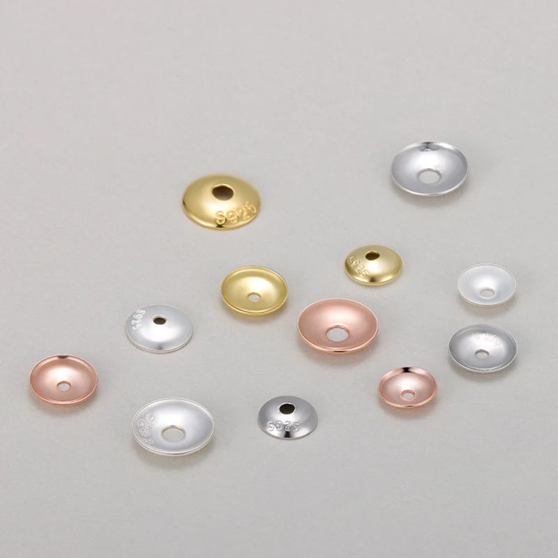 6mm 7mm 8mm 925 Sterling Silver Beads Cap End Caps for Diy Pearl Gemstone Jewelry Findings