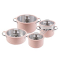 9pcs 304 Stainless Steel Cookware Sets Cooking Pot Set Ceramic Paint Induction Non Stick Milk Pot Korean Style Durable