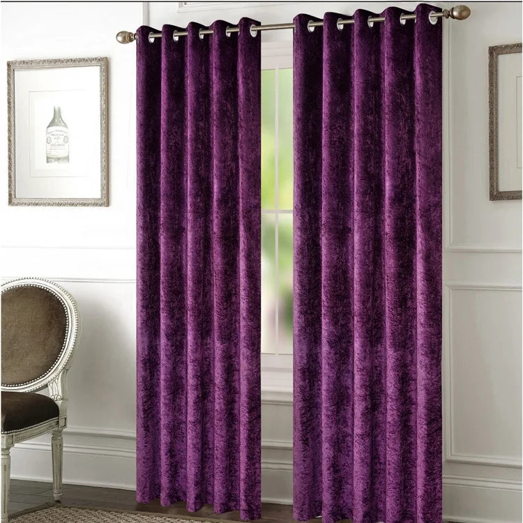 Wholesale Luxury Crushed Velvet Curtain 280gsm 100% Polyester Customized Eyelet Ice Crushed Velvet Blackout Curtain