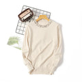 Women's Long Sleeve Sweater with Nailed Bead Detail Autumn Winter Sweet Style Breathable Base Shirt Loose Slimming Temperament