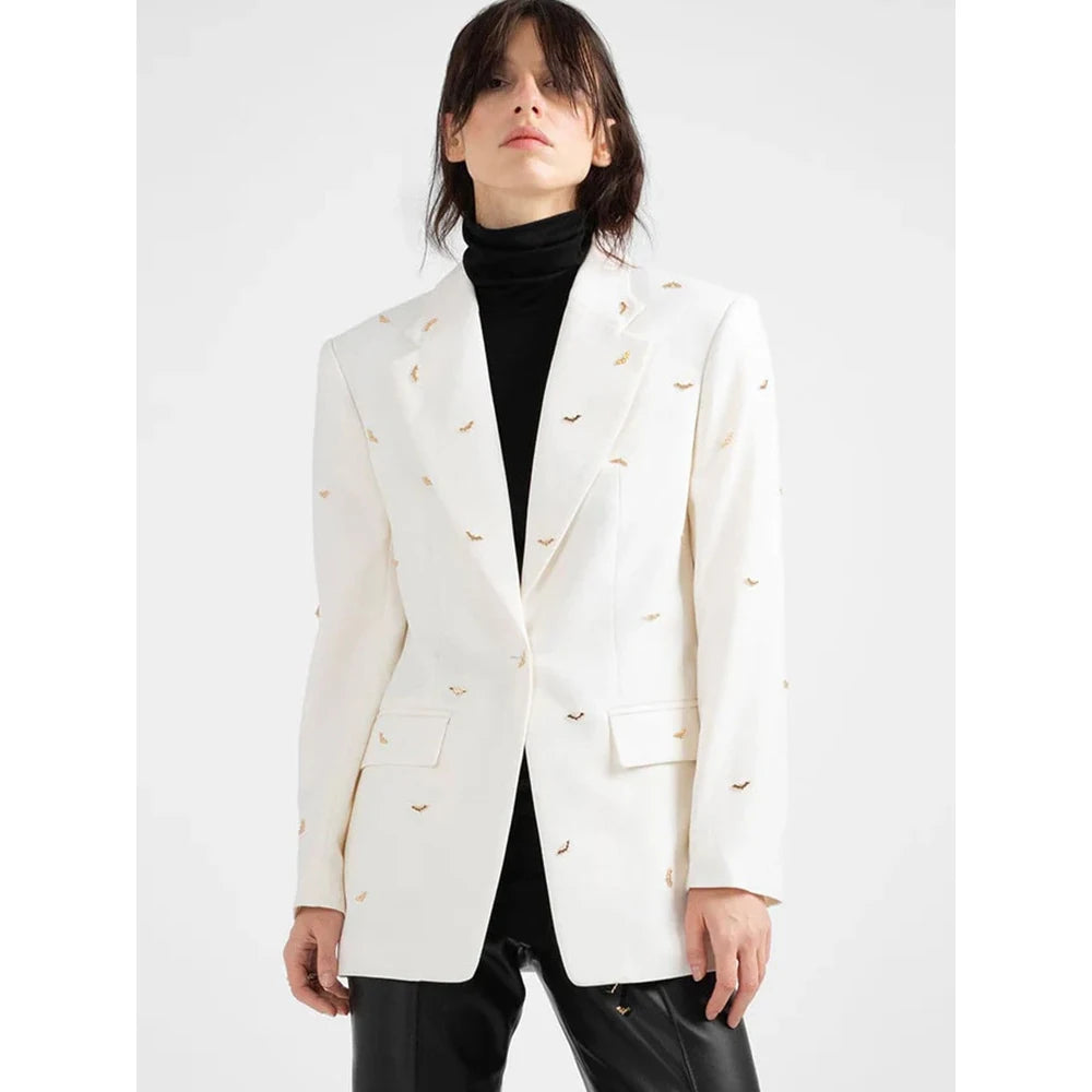 A9796 Fast Shipping Beaded Women Jackets White Plus Size Ladies Blazer and Coats