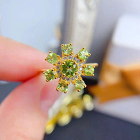 Hot Sale Classic 925 Sterling Silver Natural Peridot Championship Engagement Wedding Rings for Women for Parties