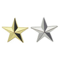 Wholesale Metal Design Five-pointed Shape 3D Shiny Gold Silver Star Lapel Pin Hat Emblem Badge for Uniform Brooch
