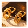 Double Circle Link Chain Earrings Wheat Texture Hoop Earrings Exquisite Fine Stainless Steel Earrings Wholesale Bulk