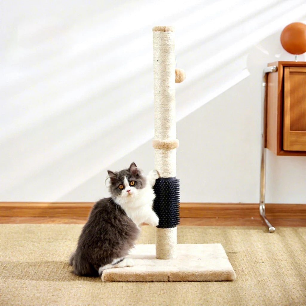 Coral Pet Sisal Self-Groomer Eco-Friendly Indoor Cat Tree Scratching Post Velvet Brush Exercise Relaxation Plastic Wood