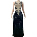 Saias Sexy Sleeveless See Through Sequins Ballroom Dinner Gown Banquet Trailing Dress Ladies Prom Club Dress Long Evening Dress