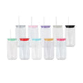 RTS US Warehouse Plastic Cups 16oz 50PCS/CTN Acrylic Clear Beer Can Plastic Tumbler With Colored PP Lid for Vinyl UV DTF
