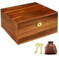 Vintage Style Wooden Storage Box Acacia Wood Storage Box Hinged Lid and Lock Key Wooden Box With Lid