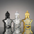 CJ-New Arrived UV Gold Painting 8ml Mini Decorative Fancy Attar Crystal Oil Glass Oud Perfume Bottles