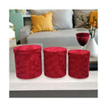 AM-GPA35 Ammy 3 In1 Velvet Round Rose Flower Gift Box Front Window Cover Diamond Flannel Valentines Mothers' Day Empty Box