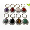 Wholesale Gemstone Green Aventurine Cabochon Keychain Mixed Stone Quartz Cabochon Keyring