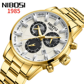 NIBOSI 2590 Mens Creative Earth Dial Fashion Design Stainless Steel Solid Band Straps Wristwatch