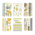 Temporary Metallic Tattoos Gold Silver Shimmer Designs Jewelry Henna Tattoos for Women