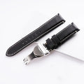20mm 22mm Black Genuine Leather Replacement Wrist Watch Band with Silver Clasp Luxury Rubber Band for Tudor