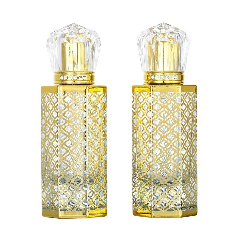 50ml Hexagon Bottle Unique Shaped Cosmetic Polygonal Sub-Bottle Spray Pressing Empty Hexagon Glass Perfume Bottles