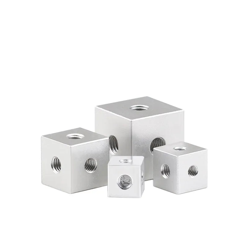 Aluminum Six Sided Fixing Block Connector Square M3 M4 M5 M6 Aluminium Cube Display Connector Bracket Triangle Nut
