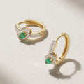 LOZRUNVE China Jewelry Factory Silver 925 Double Line Diamond Marquise Emermald Elegant Hoop Earring