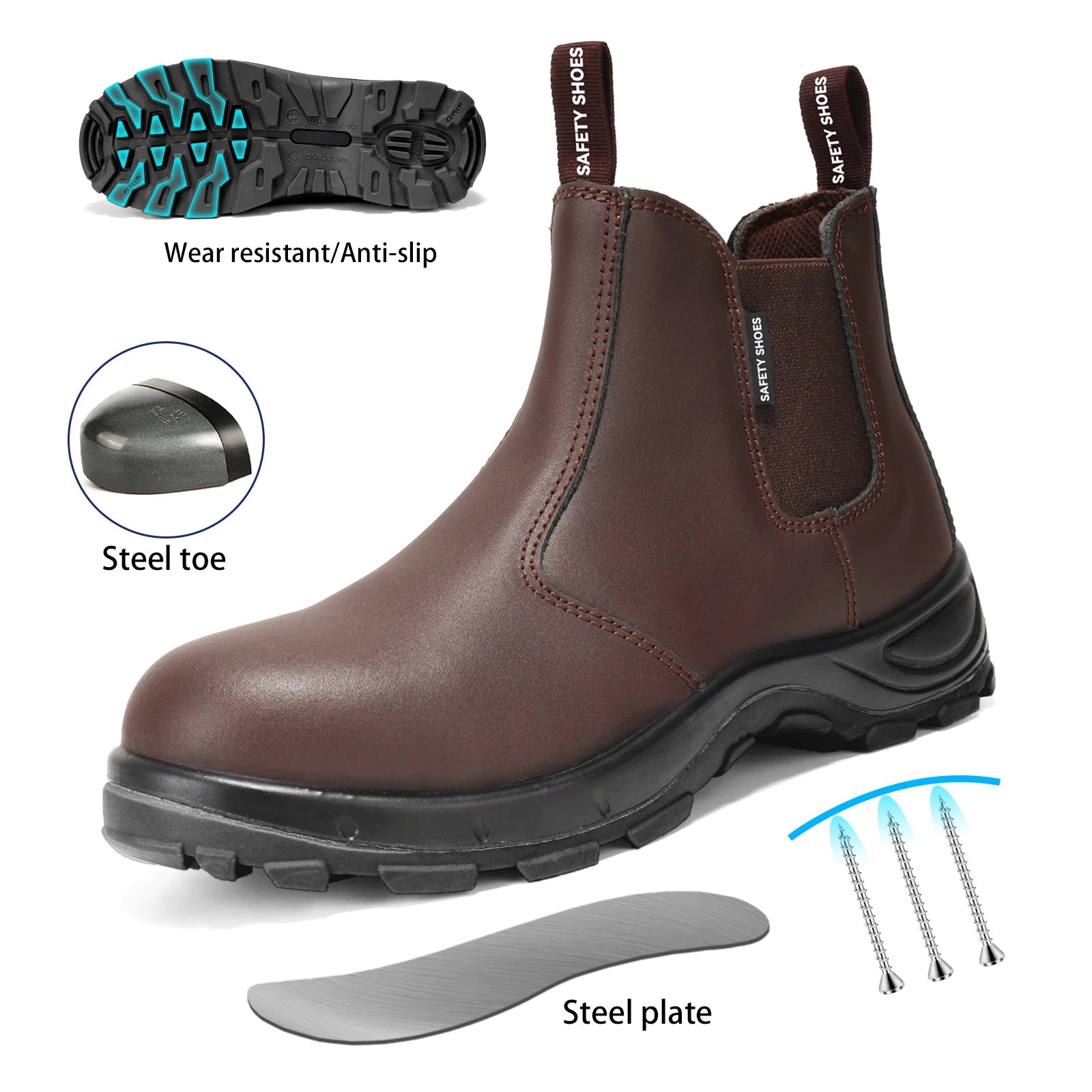 JIANKUN CE High Cut Work Safety Shoes Men's Steel Toe Anti-Smashing Waterproof Anti-Puncture Construction PU Sole Women Sneakers