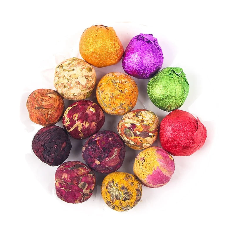 Herbal Flower Blooming Tea Ball Handcrafted Organic Chinese Natural No Additives Ball Shape Dried Flower Silver Bag HT Tongxiang