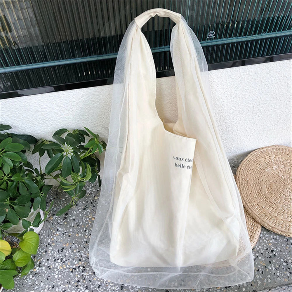 NEW Pretty Handbag Customized Organza Bags White Colour for Organza Tote Organza Bags Custom logo
