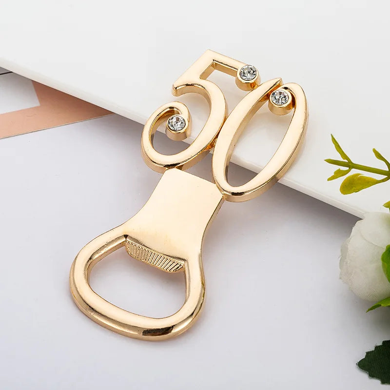 Wholesale 50th & 70th Birthday Souvenirs Golden Beer Bottle Opener with Number for Guests