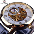 Forsining Design Men Hollow Engraving Dial Leather Skeleton Mechanical Watch Mens Luxury Wristwatches Clock One Drop Shipping