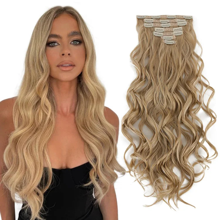Julianna Kanekalon Futura Fibre Loose Wave Curly Smooth Yaki Straight 24 Inches 200g 613 Blonde Synthetic Clip in Hair Extension