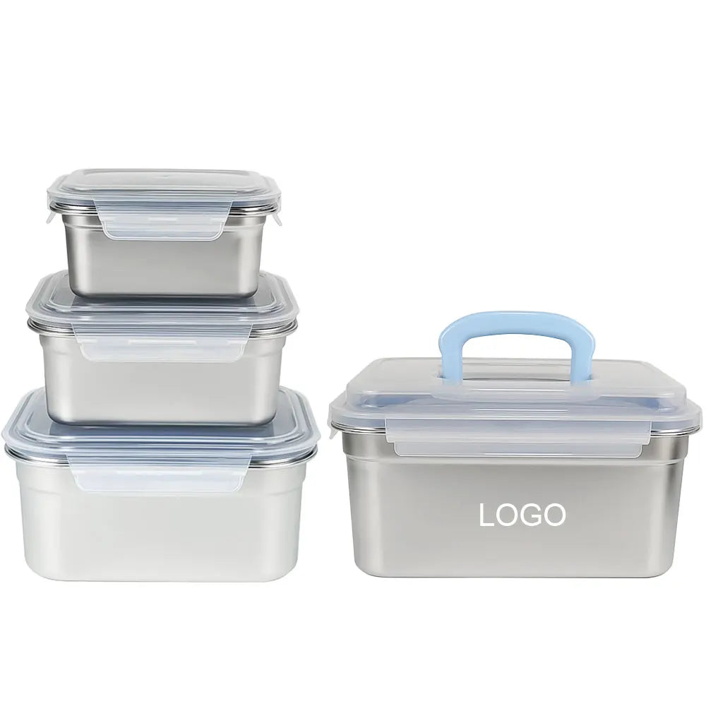 LIHONG Kitchen Storage 6L Large Airtight Food Container Seal Ring Bento Lunch Box Set Stainless Steel Lunch Box with Plastic Lid