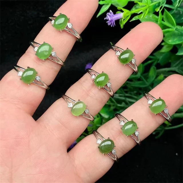 New Arrivals Adjustable Jewelry Crystals Healing Gemstone Natur Green Jade Crystal Rings for Gift
