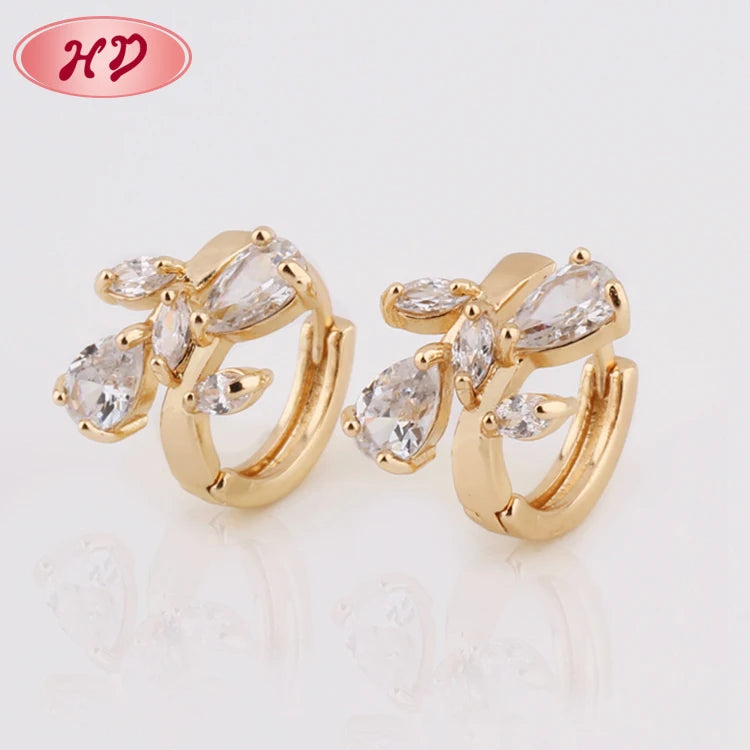 Latest Design Wedding Jewelry Simple Crystal 18K Gold Earring